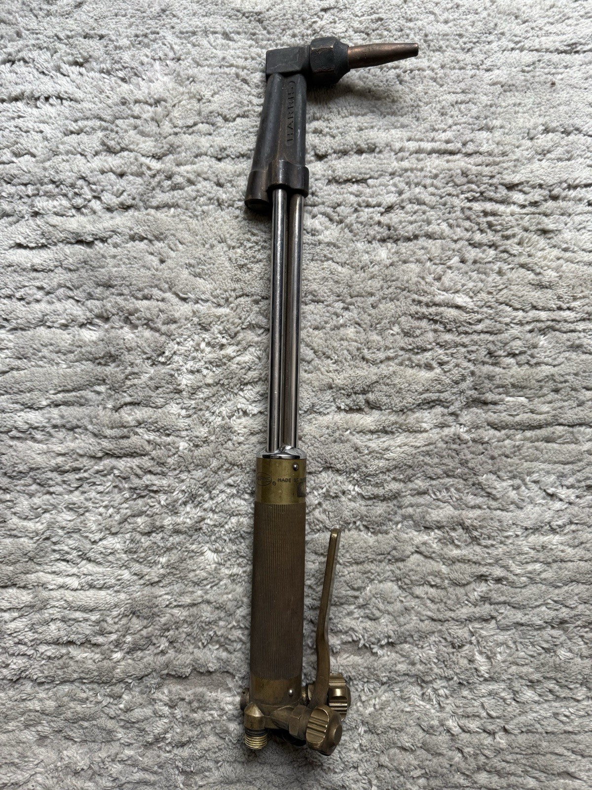 Harris 62-3 brass Cutting Torch 22″ Made in USA Used Working Good.