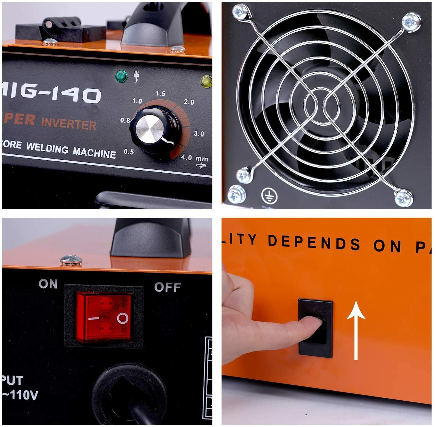 140 MIG Welder Flux Core WIre Gasless Automatic Feed AC Welding Machine w/Mask