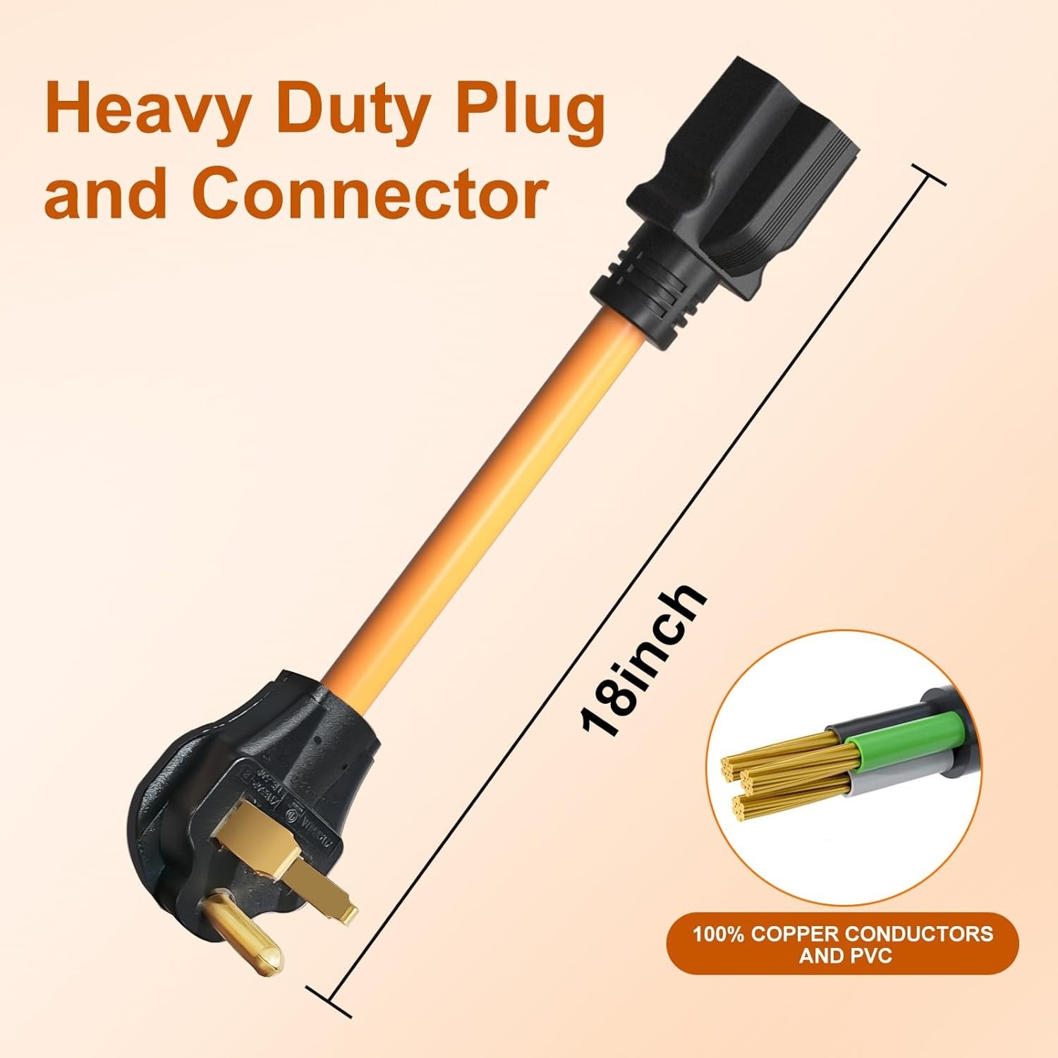Durable 1.5FT NEMA 6-50 to 6-20 Welder & EV Charging Adapter, Winterproof