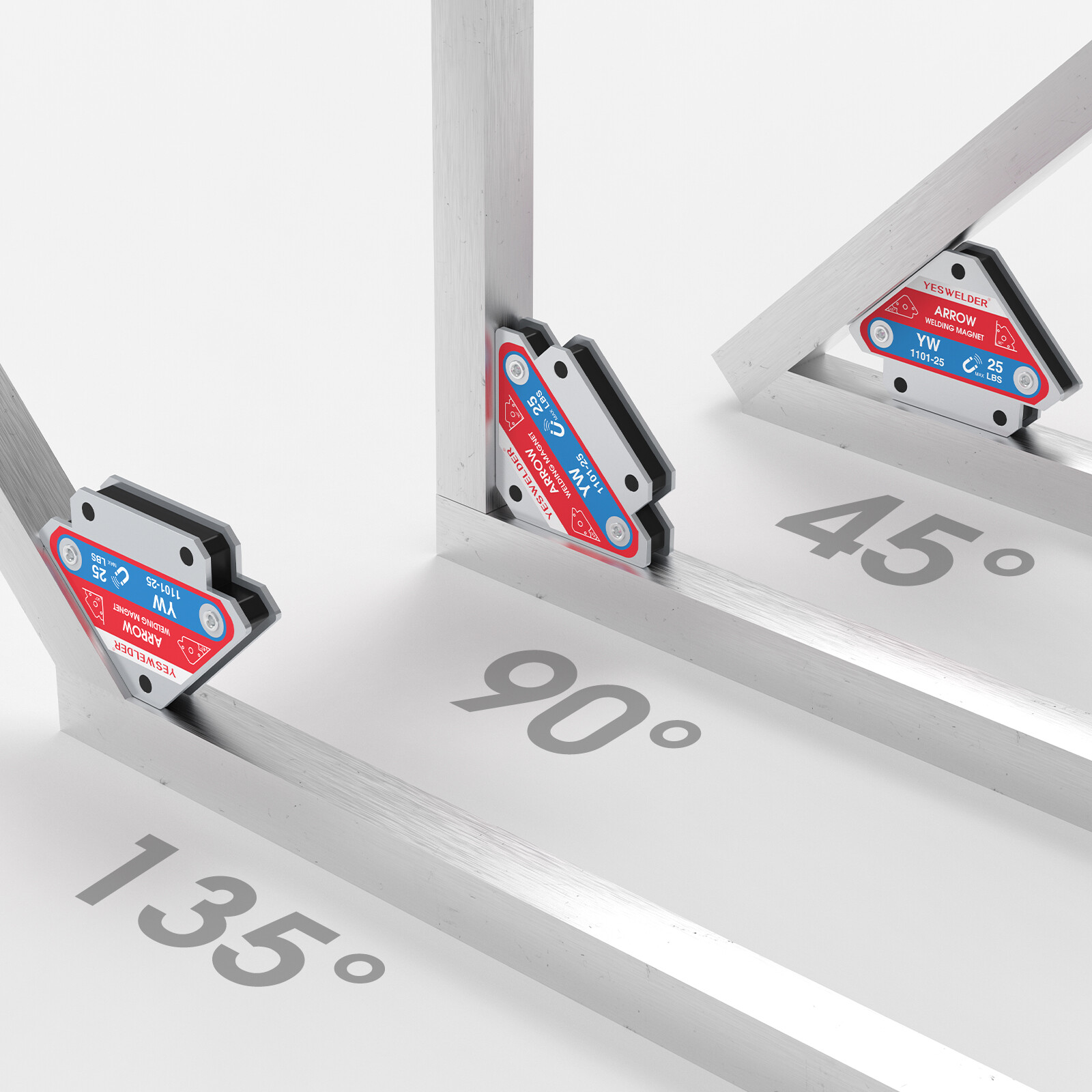 25 LB Welding Magnet- 4 pcs of Magnetic Welding Holder-45 90 135 Angles