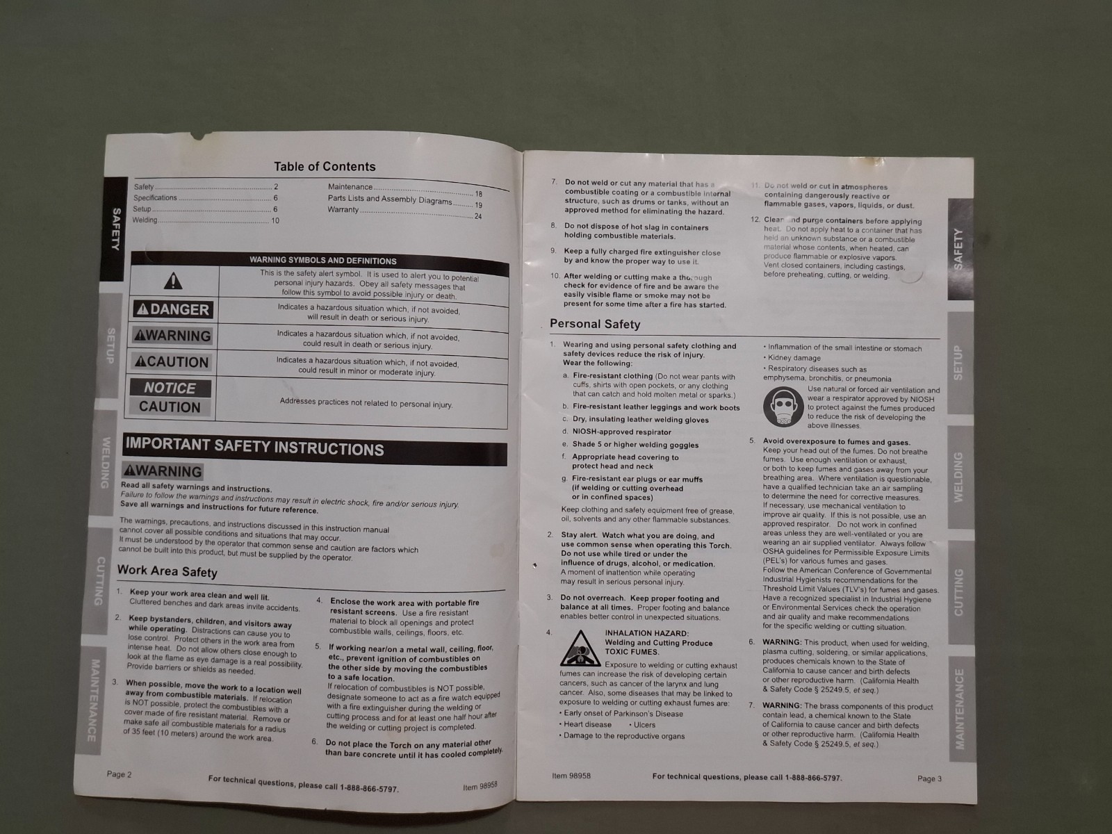 2008 Chicago Electric Welding Oxygen & Acetylene Welder Kit Instruction Booklet
