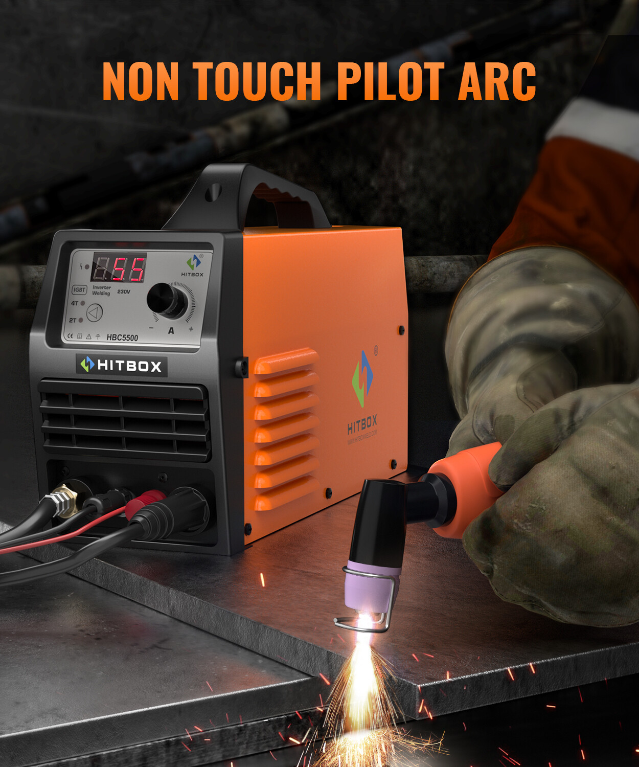 HITBOX Air Plasma Cutter HF Non-Touch Pilot Arc 55Amp 220V Cutting Machine 2T/4T
