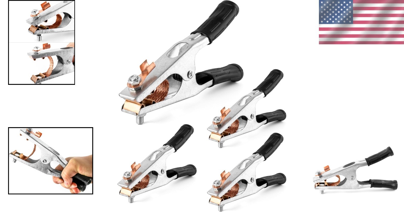 Copper Welding Ground Clamp, 4 Pack – Electroplated Earth Clip for Manual Welder
