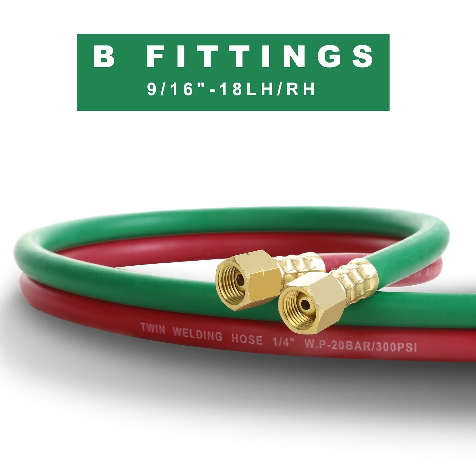 Oxygen Acetylene Hose 1/4-Inch × 50 Feet with 9/16″-18 B fittings Welding Cut…