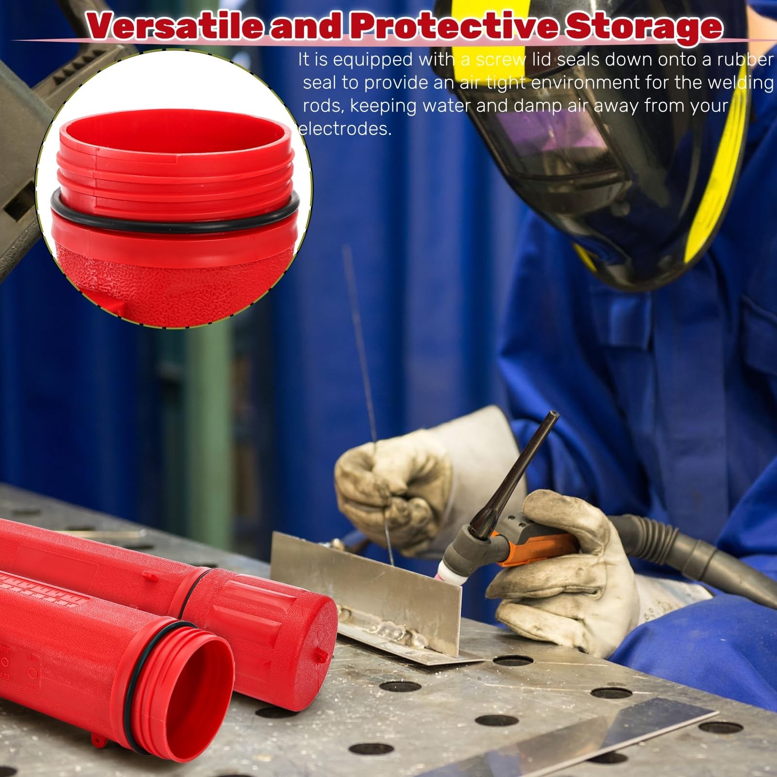 2 Pack Welding Rod Holder, 14″ Carbon Steel Stick Electrode Storage Tube, Wat…