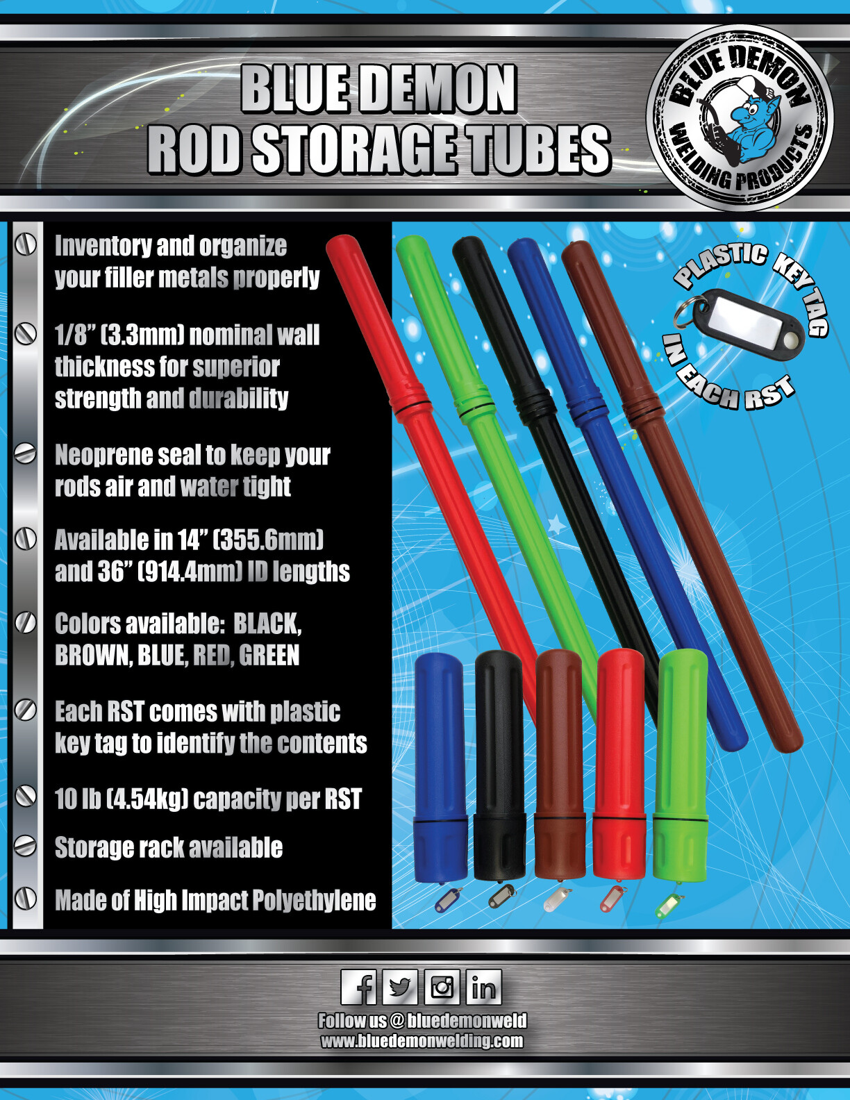 Rod Storage Tubes 36″ Blue Demon 2 Packs (green)