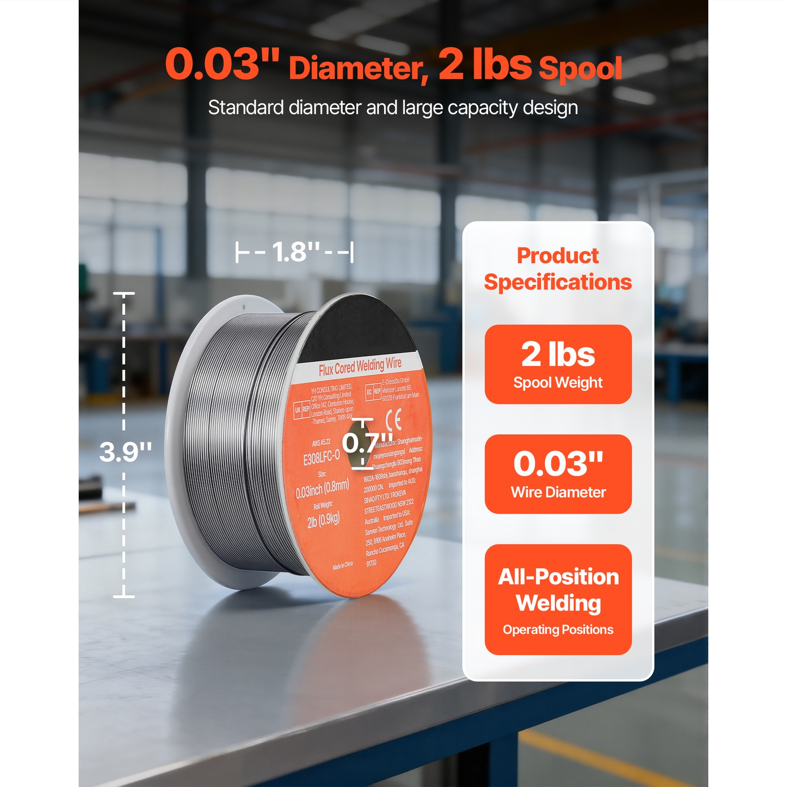 Uimoso Flux Core MIG Welding Wire E308LFC-O 0.03″ 2LBS Gasless Welding Wire