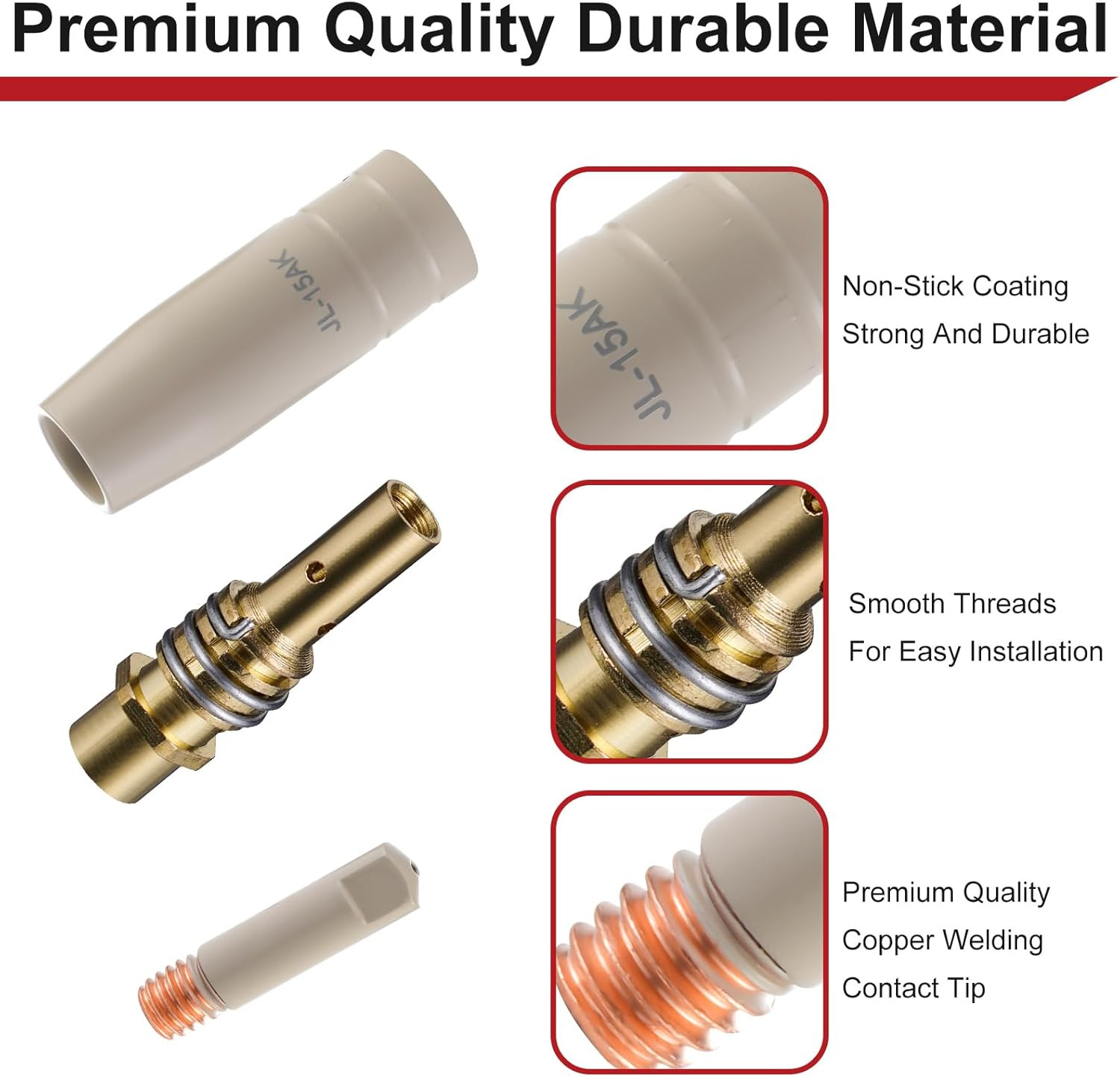MIG Welding Tips Non-Stick Coated Ceramic Nozzle .030″ Kit | Replacement MB15 15