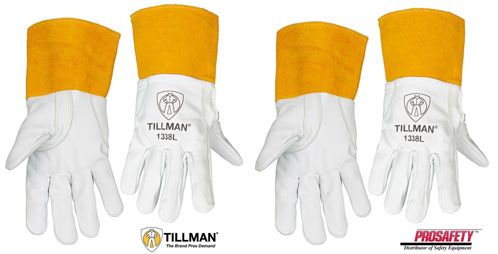 2 PAIR Tillman 1338 Grain Pearl Goatskin Leather TIG Welding Gloves 4″ Cuff S-XL