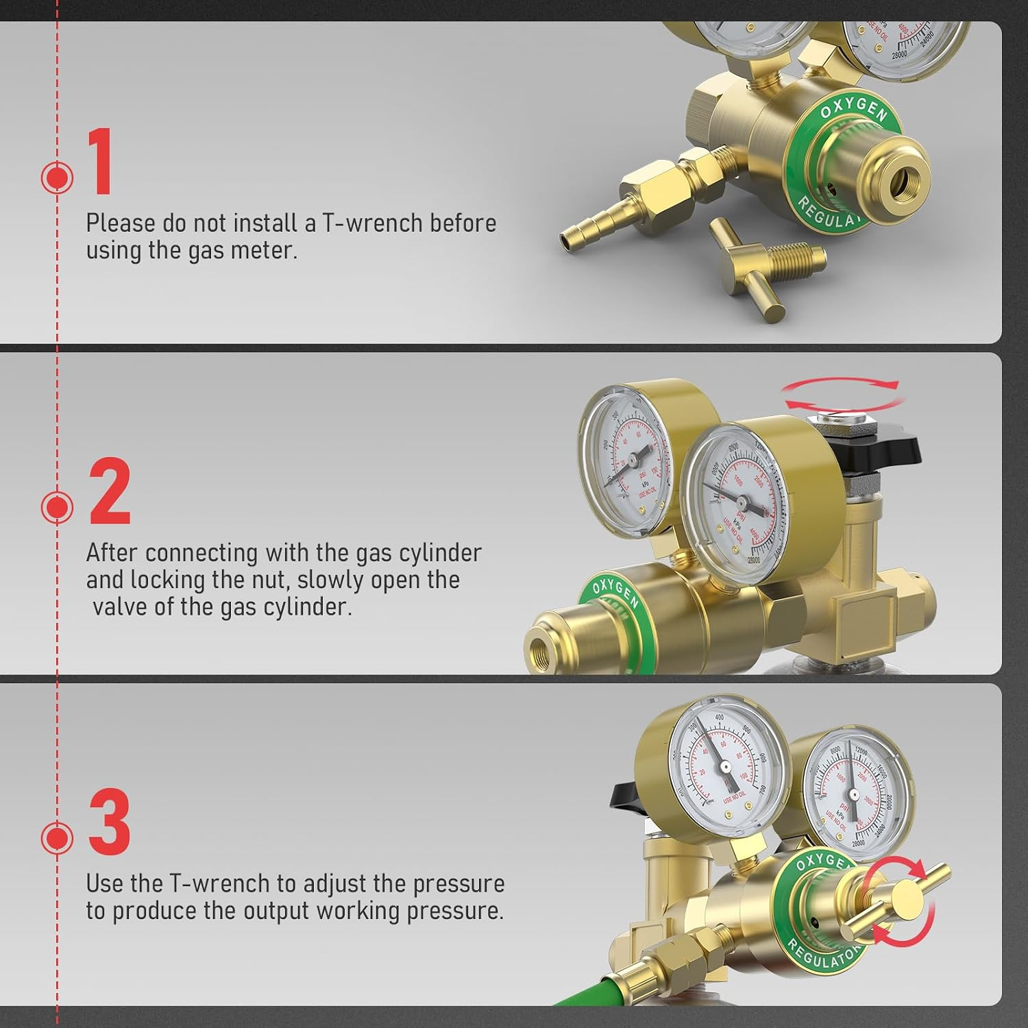 Acetylene and Oxygen Regulator, CGA540 and CGA200 | Included Hose, Gas Source Co