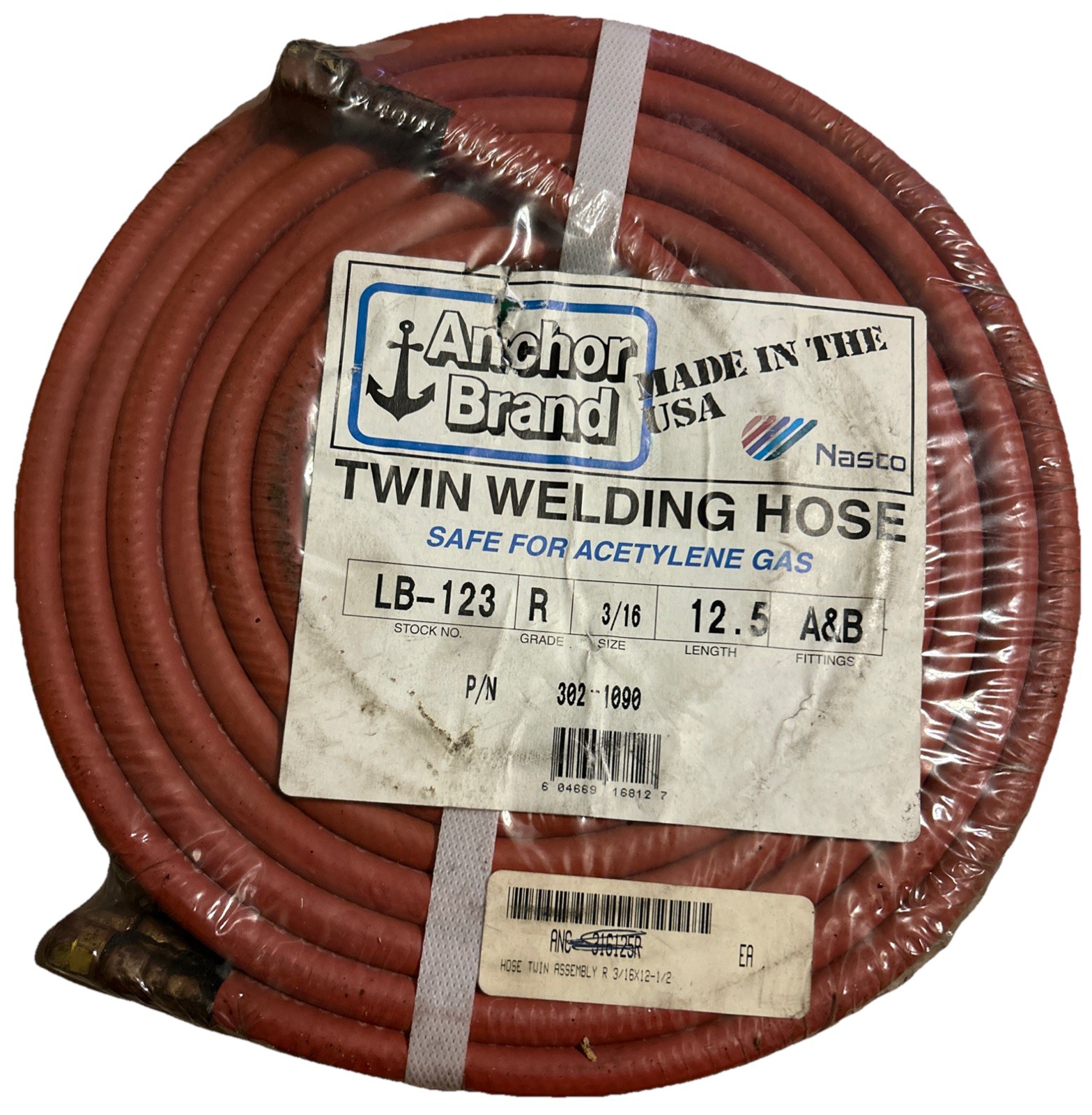 Anchor Brand Twin Welding Hose Grade R 3/16″ A&B 12.5′ LB123 Oxy-Acetylene Hose