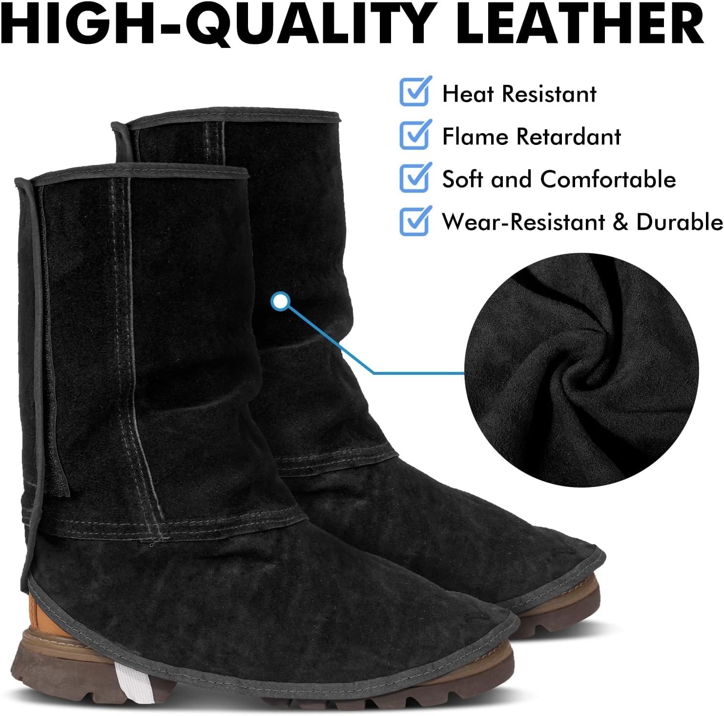 Leather Welding Spats – Flame and Abrasion Resistant Welding Boot Covers – Fu…