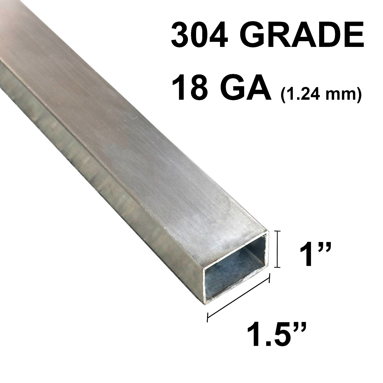 Custom Cut 1″ x 1-1/2″ OD Stainless Steel Tube | 304 Grade | 18 Gauge | Brushed