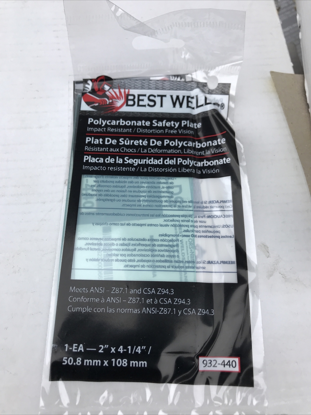 BEST WELDS CLEAR SAFETY PLATE 2×4-1/4 LOT OF 10