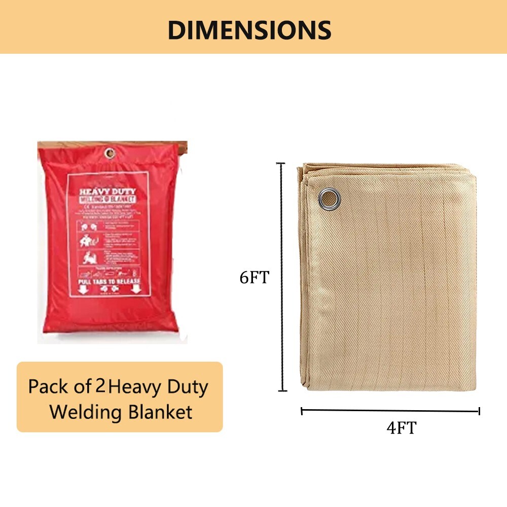 2 PACK 4x 6FT Welding Blanket Fire Flame Retardant Fiberglass Safety Shield US