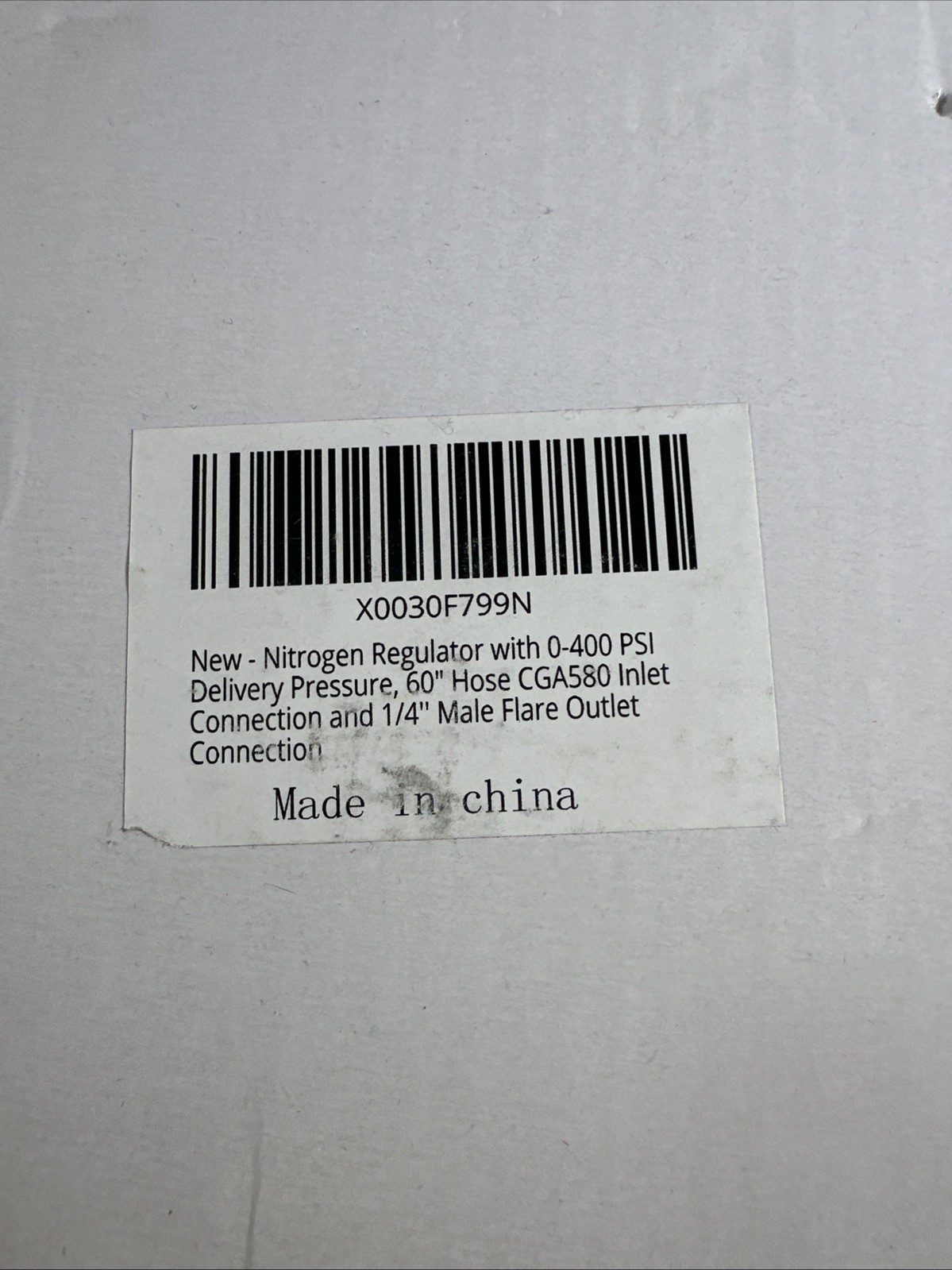 Nitrogen Regulator With 0-400 Psi Delivery Pressure Cga580 Inlet 1/4″ Male Flare
