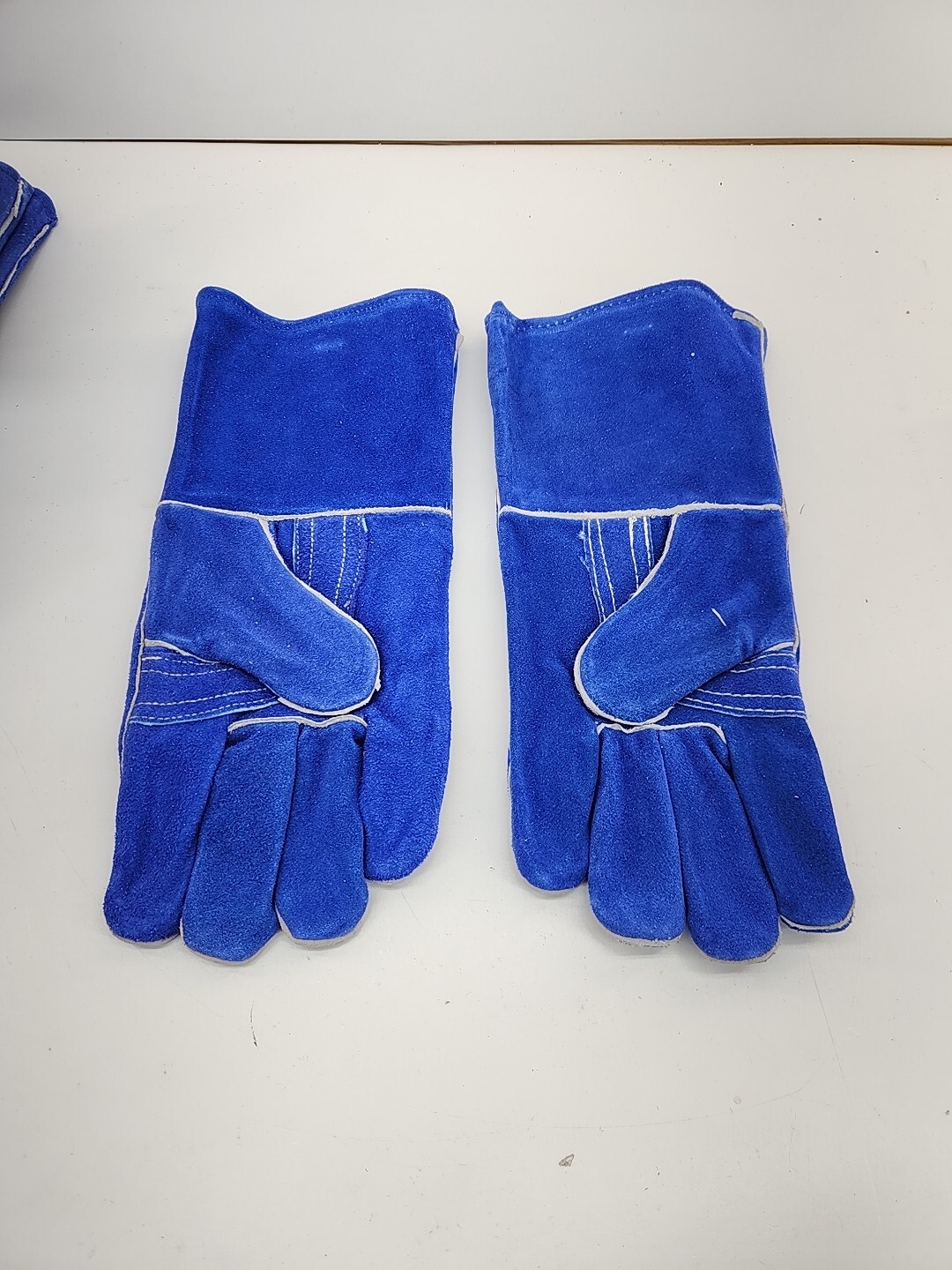 Leather Welding Gloves Premium Blue Split Suede Size- SMALL LOT of 6 Pairs SALE