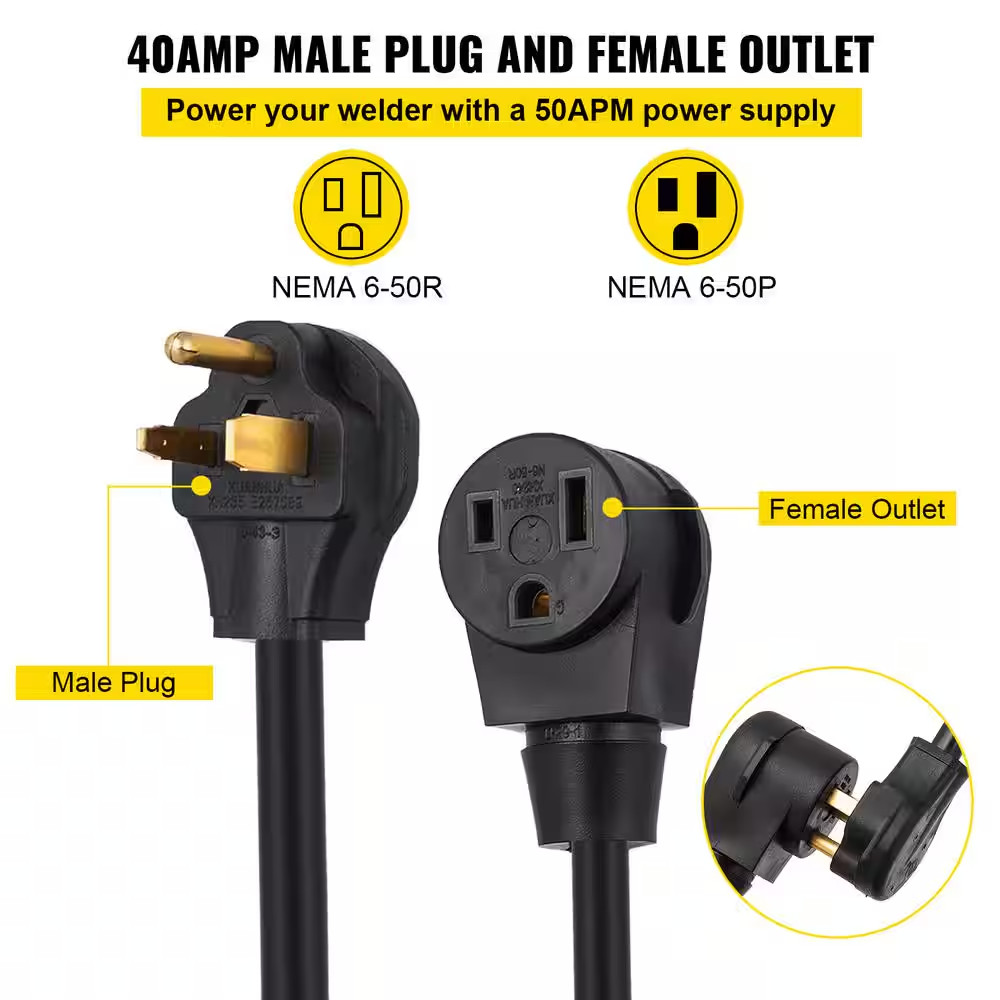 Welder Extension Cord 40 Amp 25 Ft. 250 Volt Welding Power Cord with NEMA 6-50 P