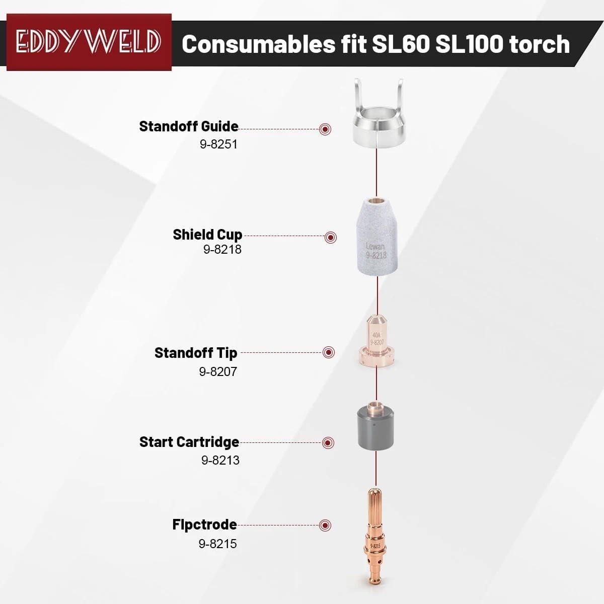 10/100PK 9-8215 Electrode for Thermal Dynamics SL60/SL100 Plasma Cutting Torch