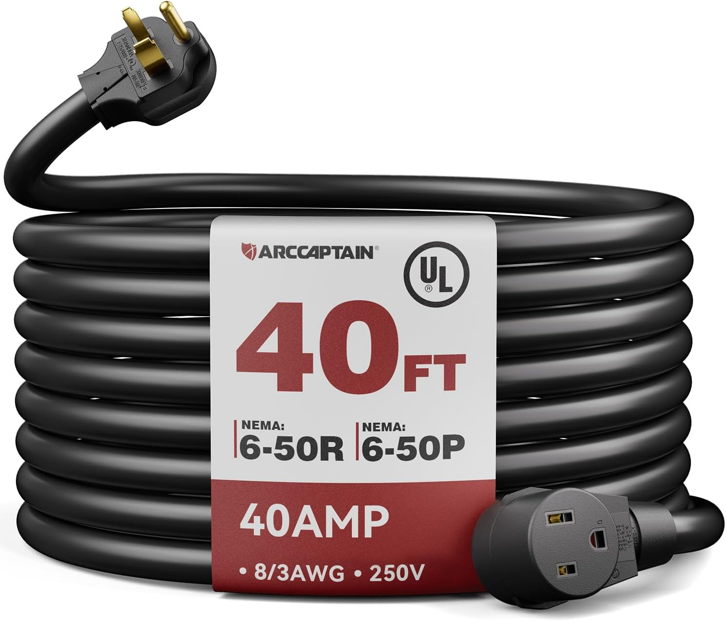 40Amp 50Ft Welder Extension Cord 8 AWG, 250V NEMA 6-50 Heat-Resistant Welding Co
