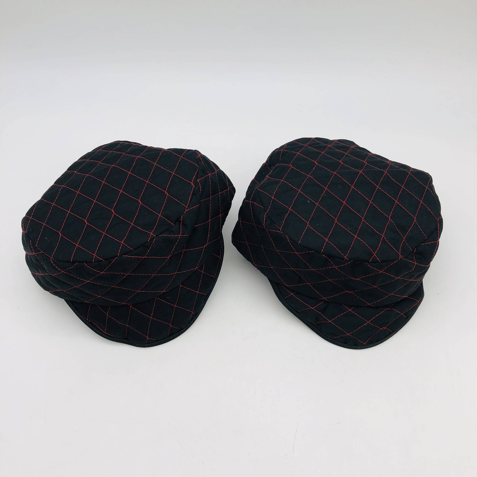 Guard Line 490714 Welders Skull Cap Quilted Black Red Cross Stitching 7in 2pk