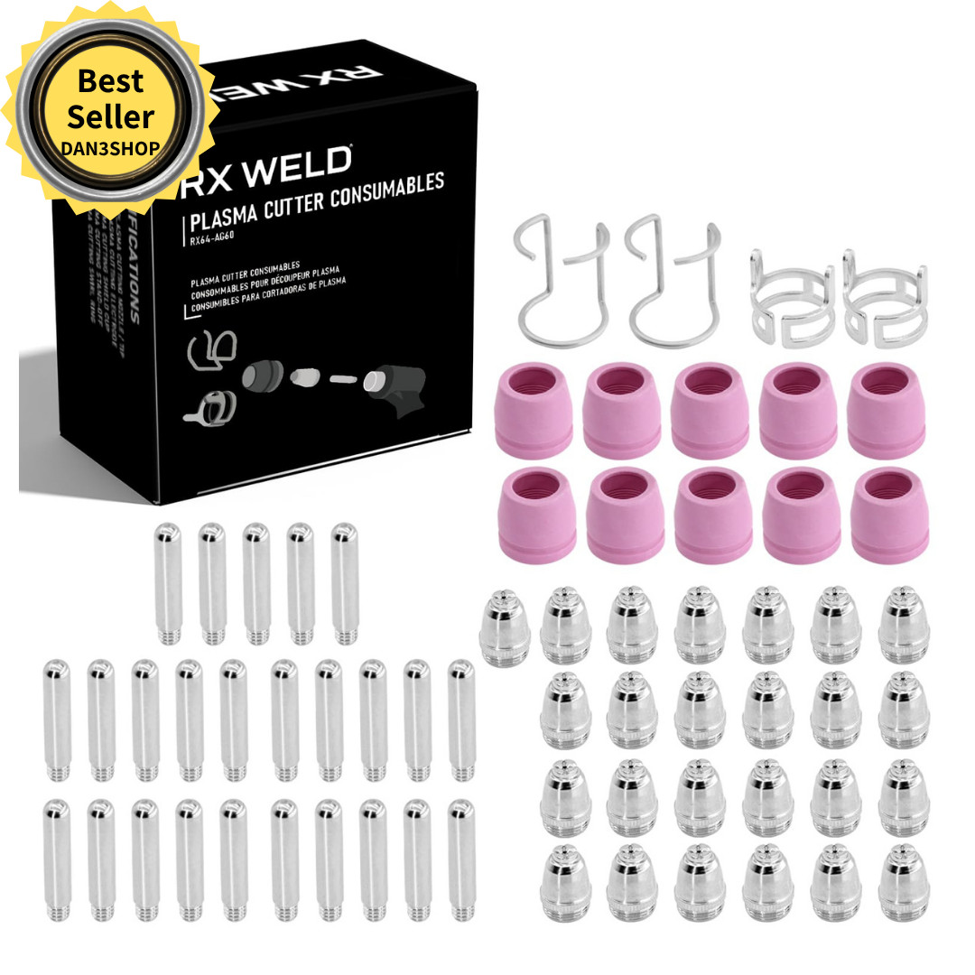 64Pcs Plasma Cutter Torch Consumables Electrode Nozzles Cups Kit Galvanized…..