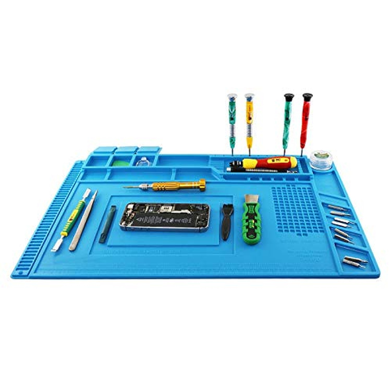 Silicone Repair Mat (17.7 x 11.8 Inches, 45 x 30 cm) with Scale Ruler and Scr…