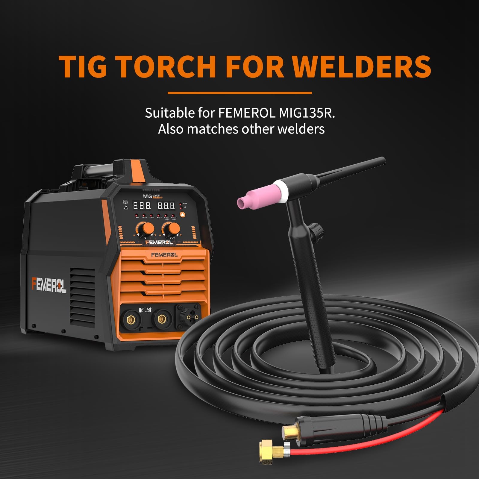 TIG Welding ,150A WP17V Argon TIG Torch with Red Air hose, Air Cooled Lift TI…