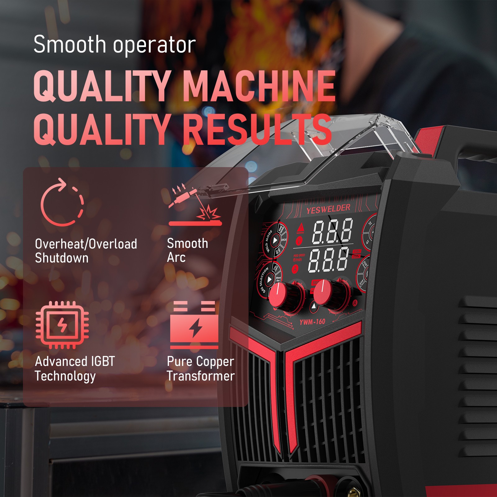 Flux Cored/Lift TIG/Stick/MIG Welder, 160Amp 110V/220V, 4 in 1 Welding Machine