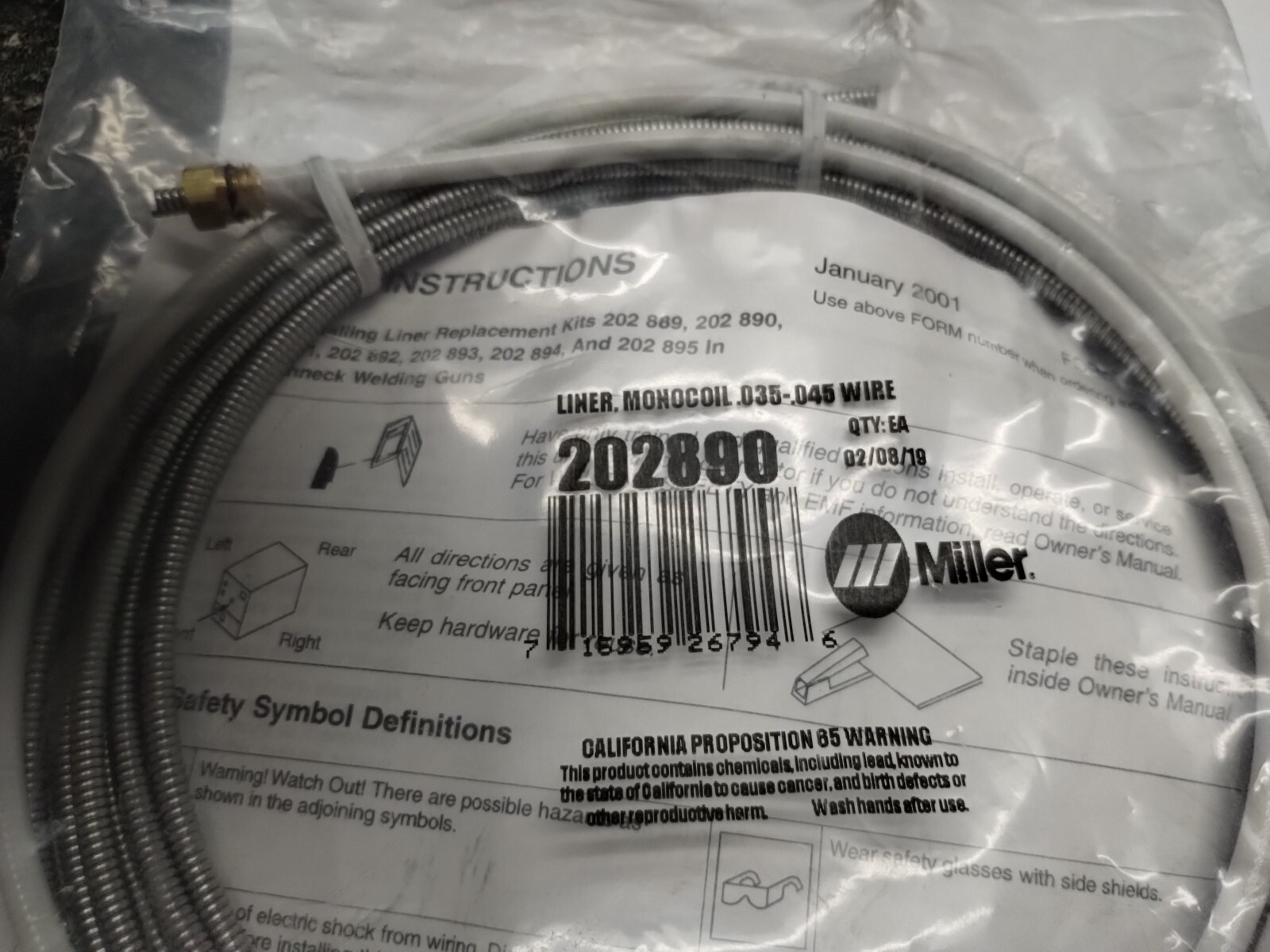Miller 0.35-0.45 Wire Liner #202890 16.5ft