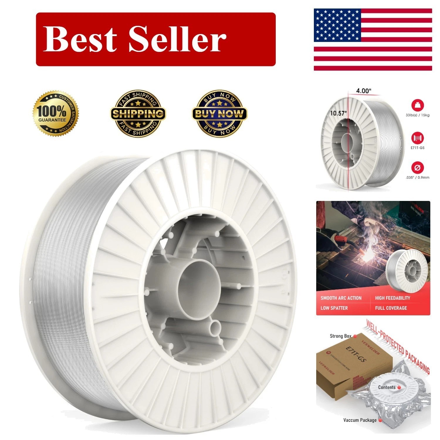33lb E71T- .035” Flux Core MIG Wire | Optimal Performance & Versatility