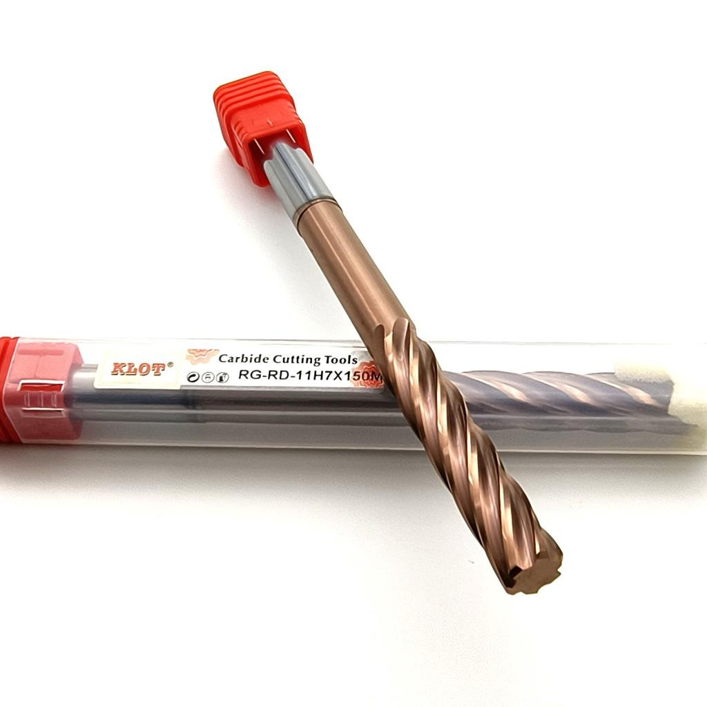 KLOT AlTiN Coated Solid Carbide Right Spiral Chucking Reamer 5mm-20mm L150/200mm