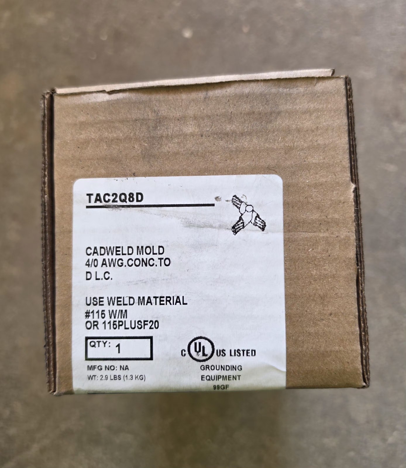 NVent ERICO Cadweld TAC2Q8D Graphite Mold 4/0 . CONC. To D L.C. NEW