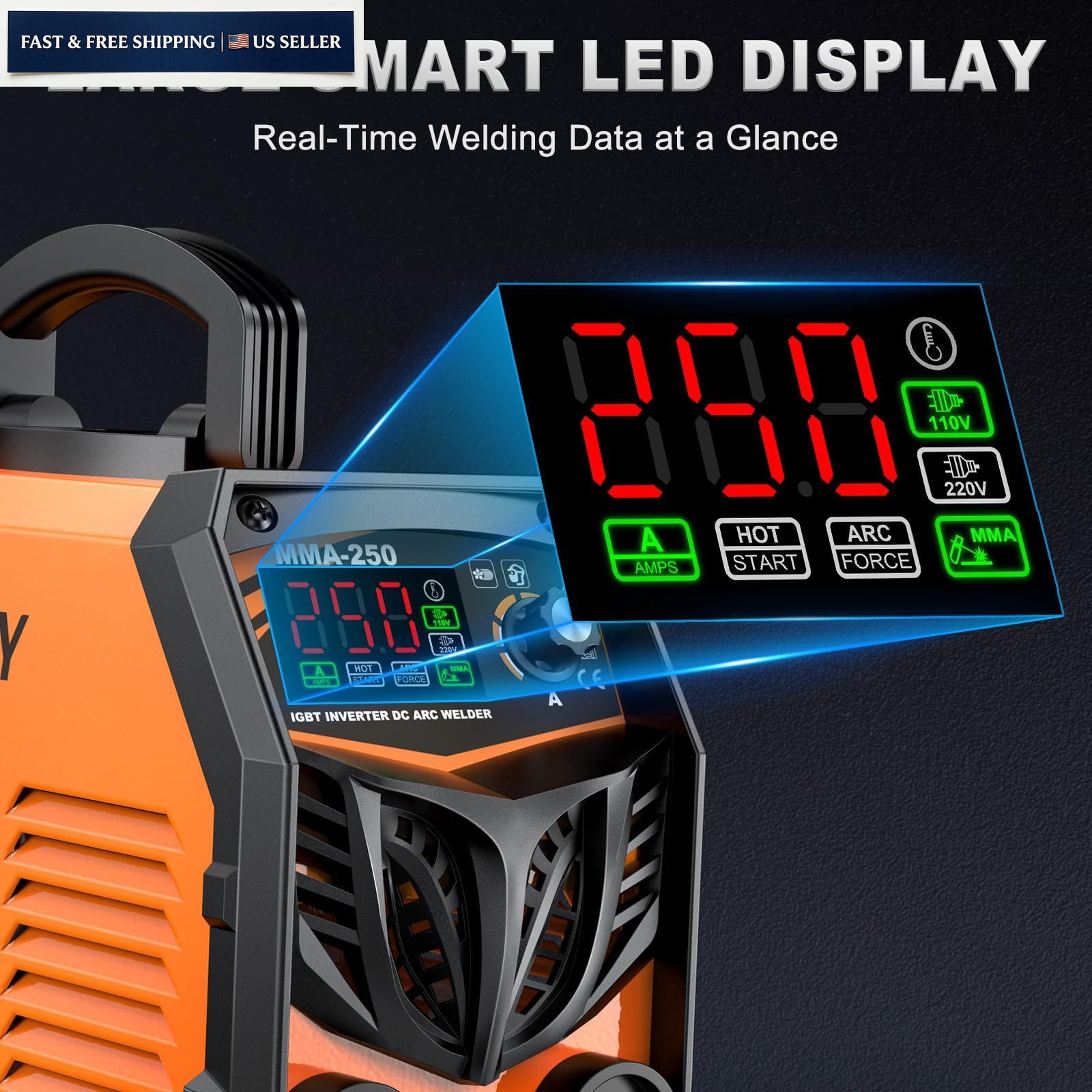 250Amp ARC Welding Machine Stick Welder Portable Inverter 110V 220V LED Display