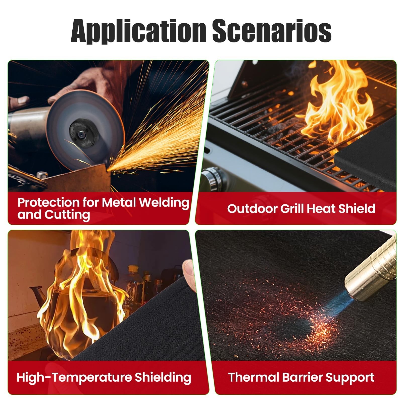 Fireproof Welding Blanket 12×12 Inch 2 Pack, 10mm Thick Heat Resistant Solder…