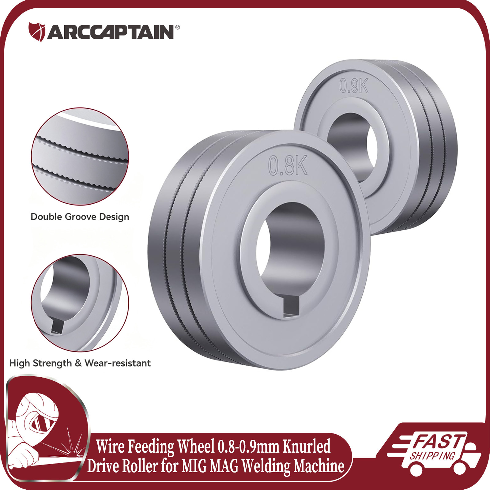 ARCCAPTAIN 0.8/0.9mm Wire Feeding Wheel Knurled Groove Wire Feed Drive Roller US