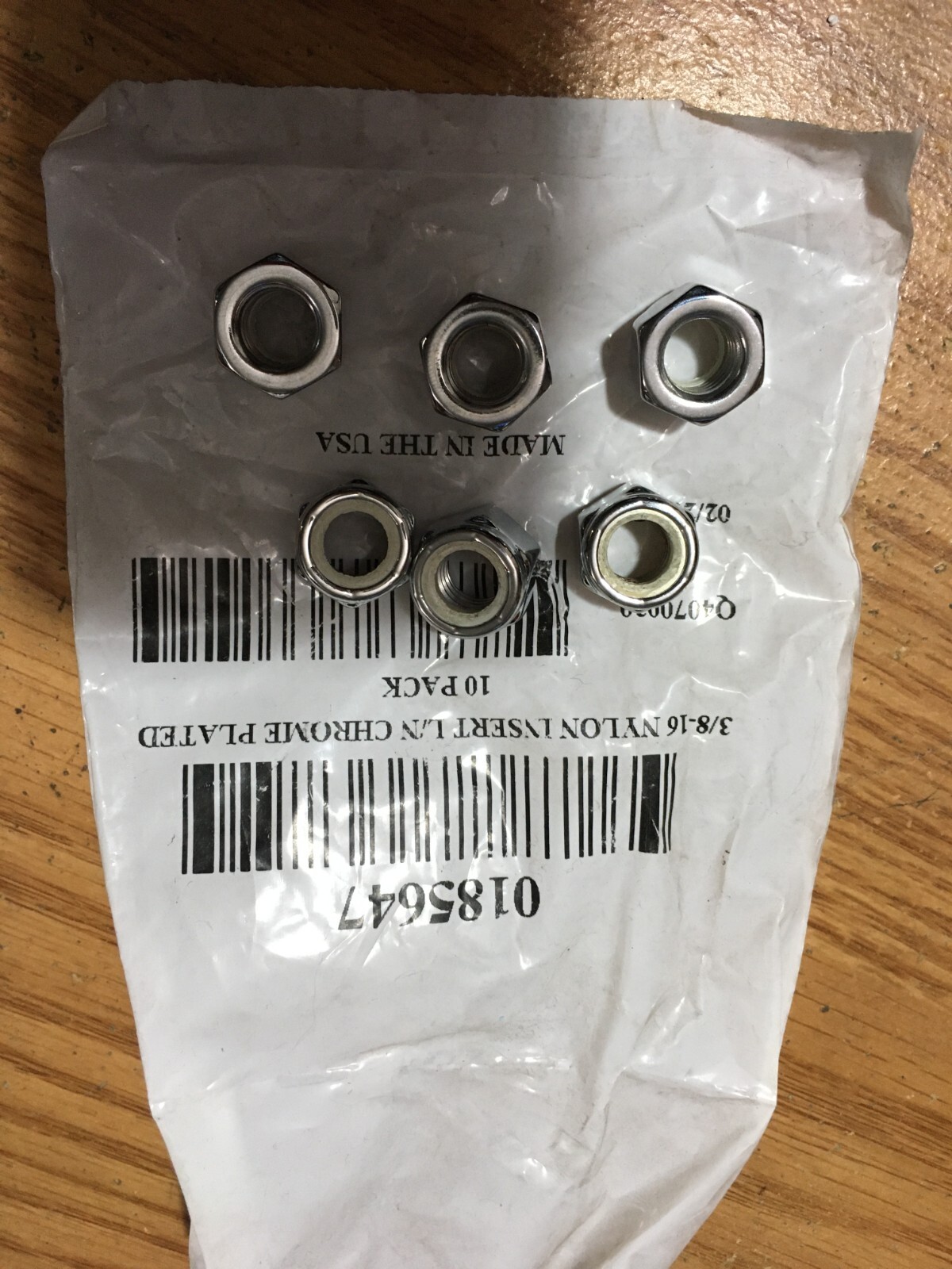 (6) 3/8″-16 Grade 2 Chrome Finish NE Steel Nylon Insert Lock Nut