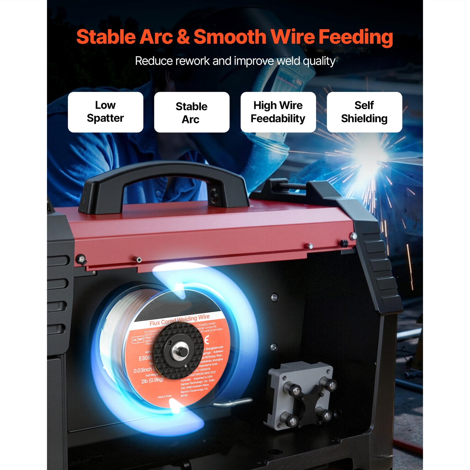 Uimoso Flux Core MIG Welding Wire E308LFC-O 0.03″ 2LBS Gasless Welding Wire