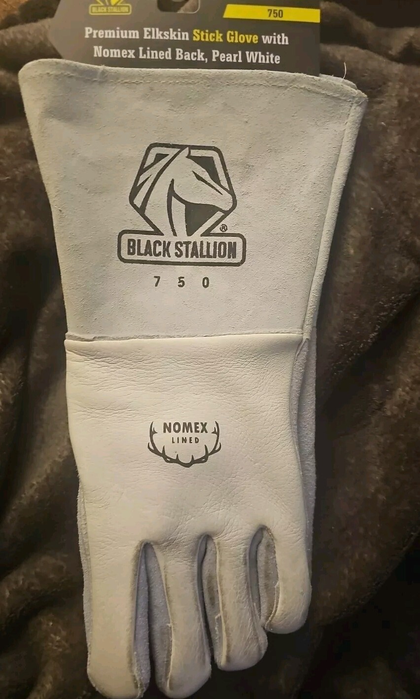 Black Stallion 750 Premium Grain ELKSKIN Stick Welding Gloves XLarge Pearl White