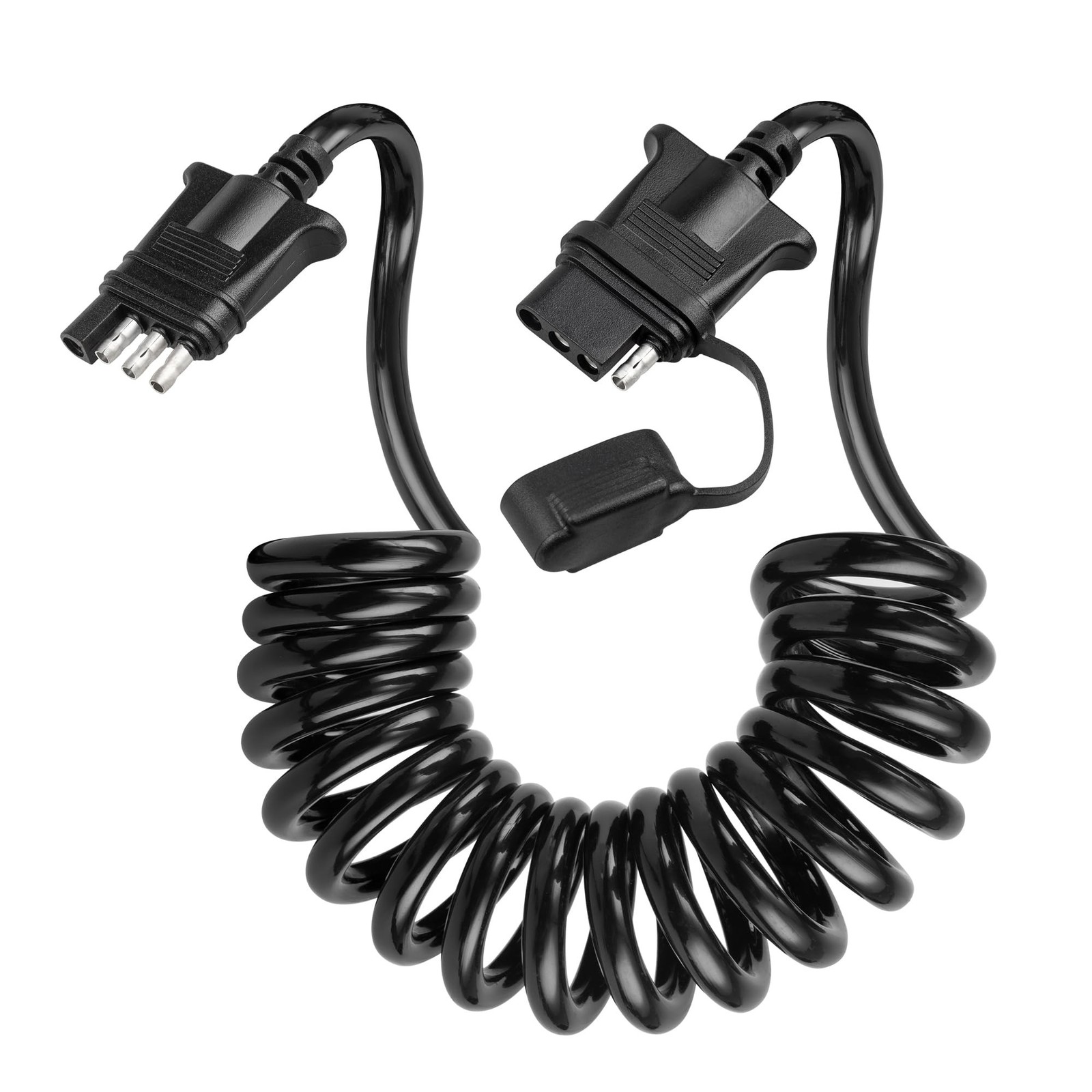 4 Pin Trailer Extension Coiled Cable 7.5FT, Vehicle Side and Trailer Side 4 P…