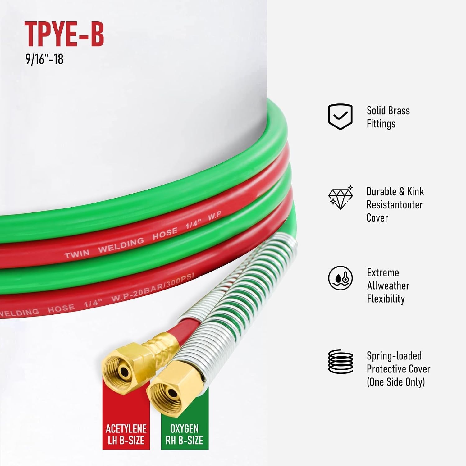 100 Feet Oxy Acetylene Welding Hose – 1/4″ Grade R Twin-Line Rubber br Perfec…