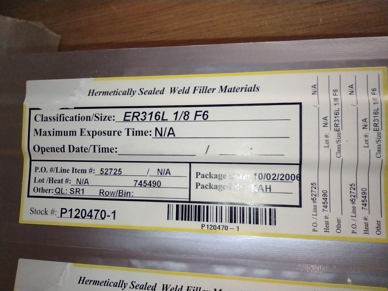 1lb of ER316L 1/8″ x 18″ Long Welding Filler Rod, Hermetically Sealed