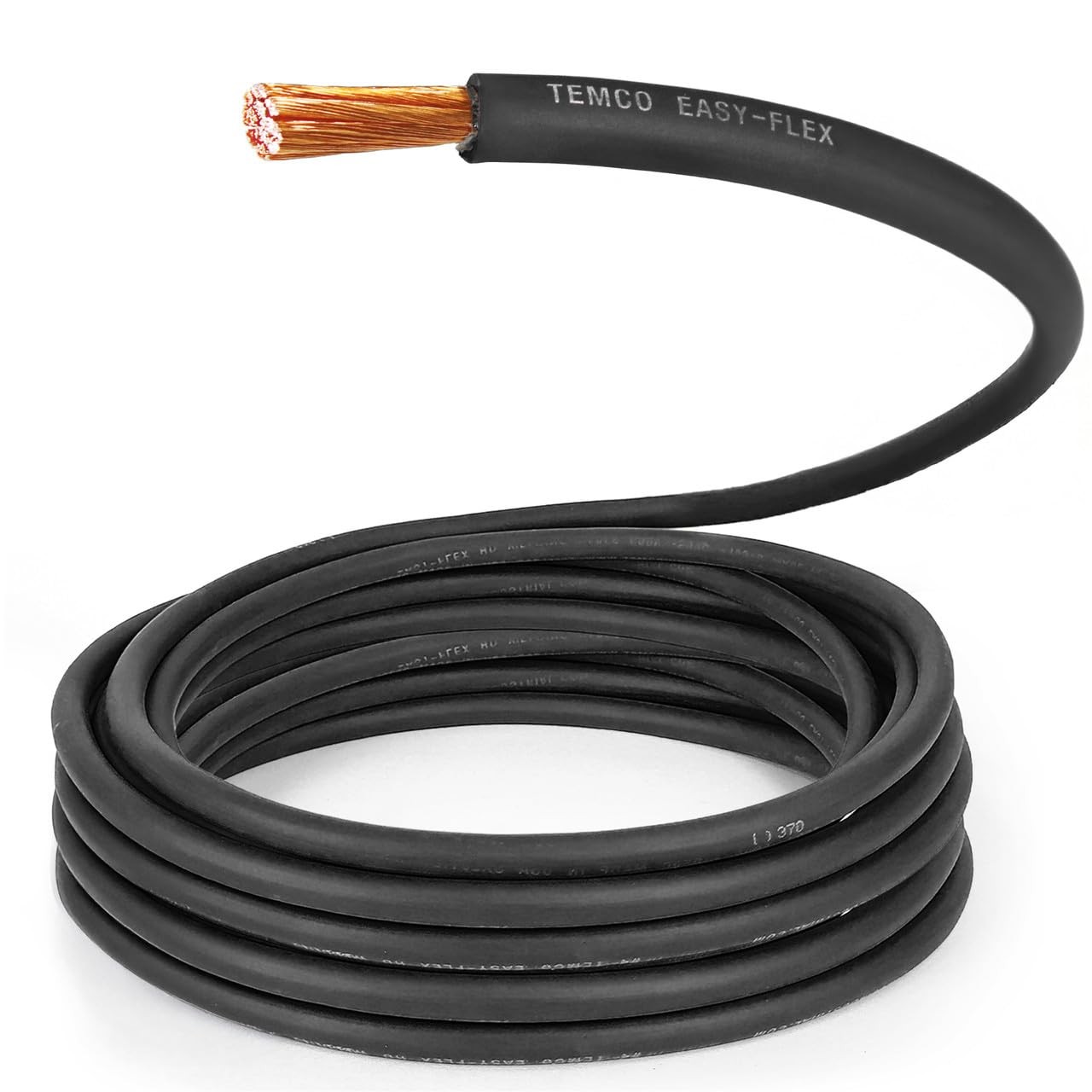 TEMCo 1 Gauge AWG 10 Ft Black Flexible Pure Copper Made in USA Welding Cable