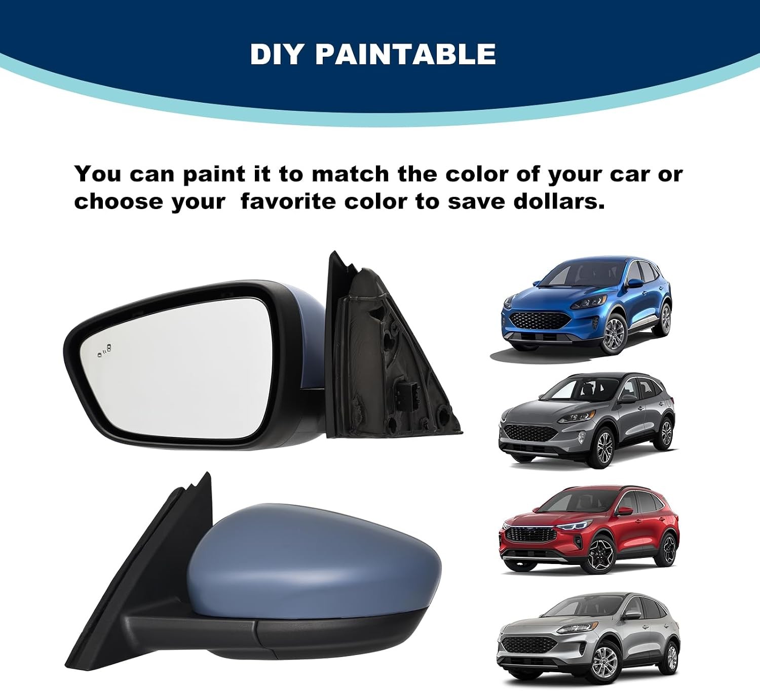 Left Driver Side Mirror Replacement Fits Ford Escape 2020-2025 with Heated、Power