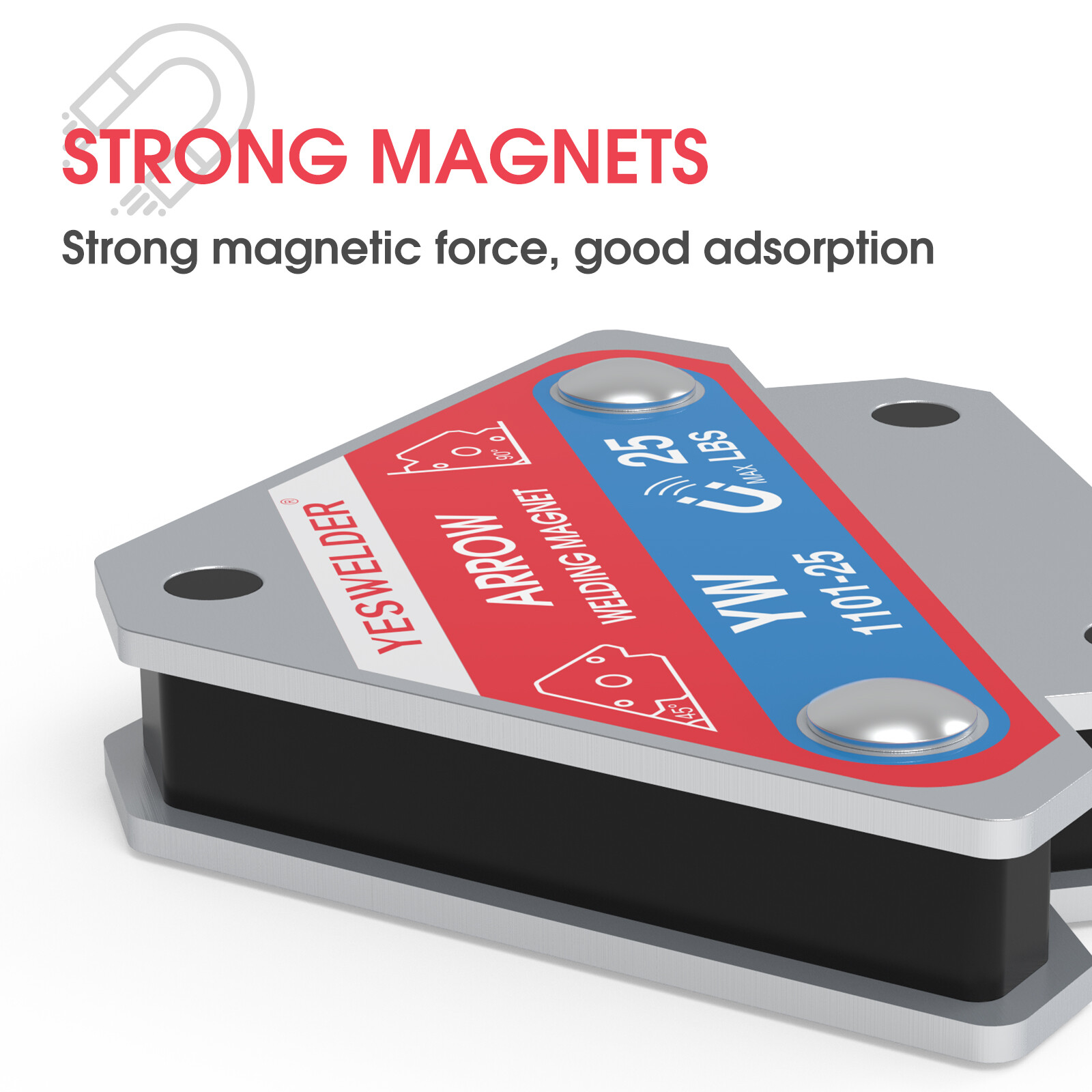 25 LB Welding Magnet- 4 pcs of Magnetic Welding Holder-45 90 135 Angles