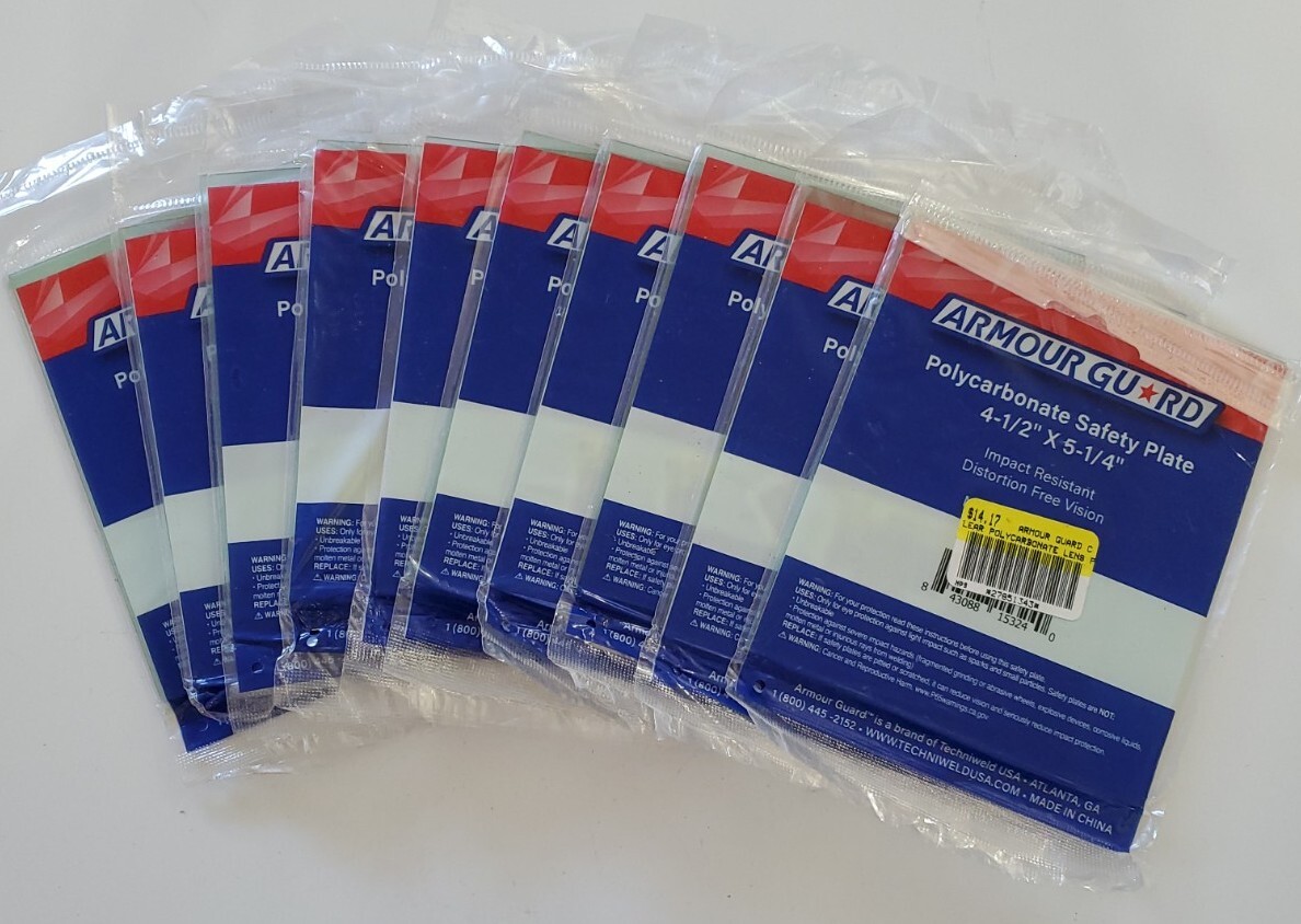 10 Armour Guard Clear Lens Polycarbonate Safety Plate 4-1/2″x 5-1/4″ Welding LOT