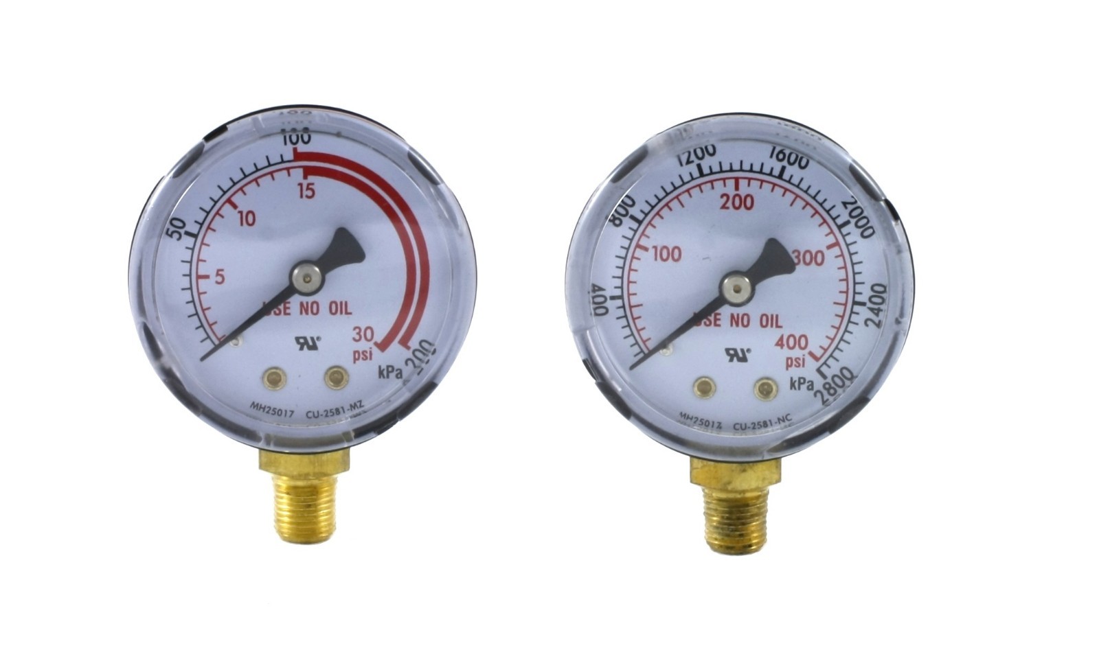 Pair of Gauges for Acetylene Regulator – Low & High – 2 inches – 1/8″ NPT Thread