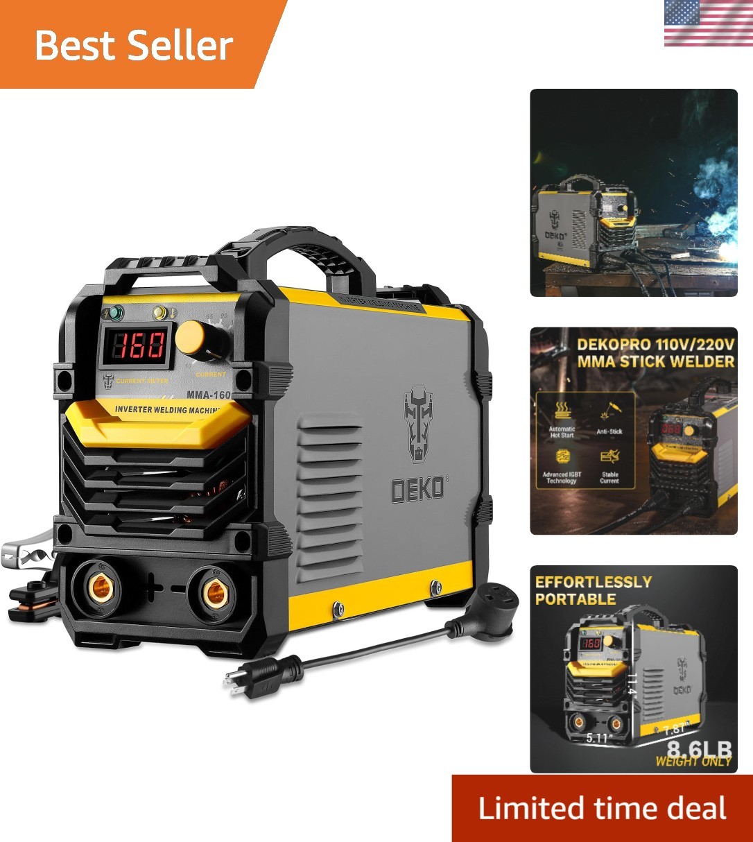 Compact 160A MMA Welder with LCD Display – Perfect for Multiple Metal Welding