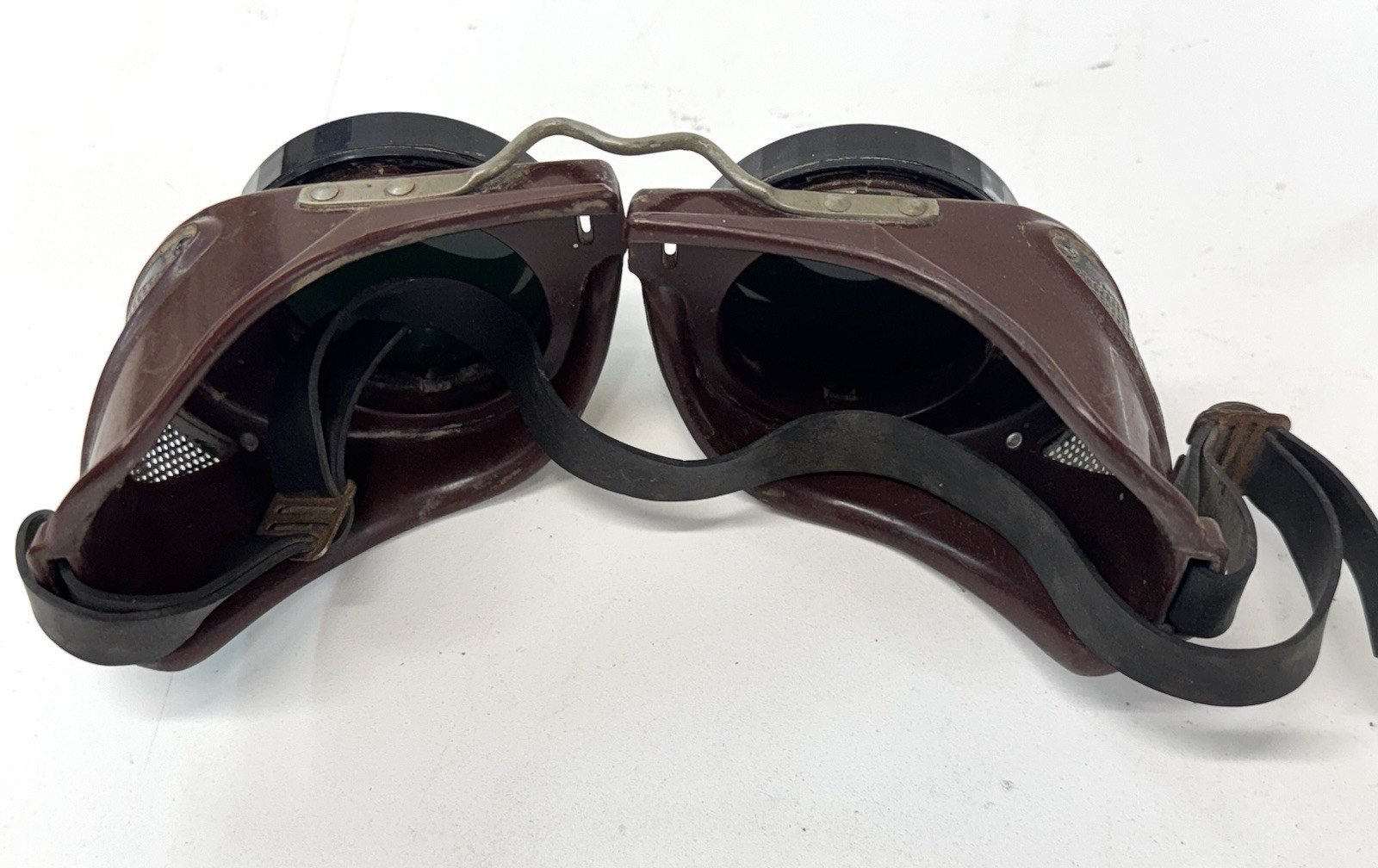 Bakelite Welding Goggles Brown Steampunk Motorcycle Prop Safety Glasses Vtg USA