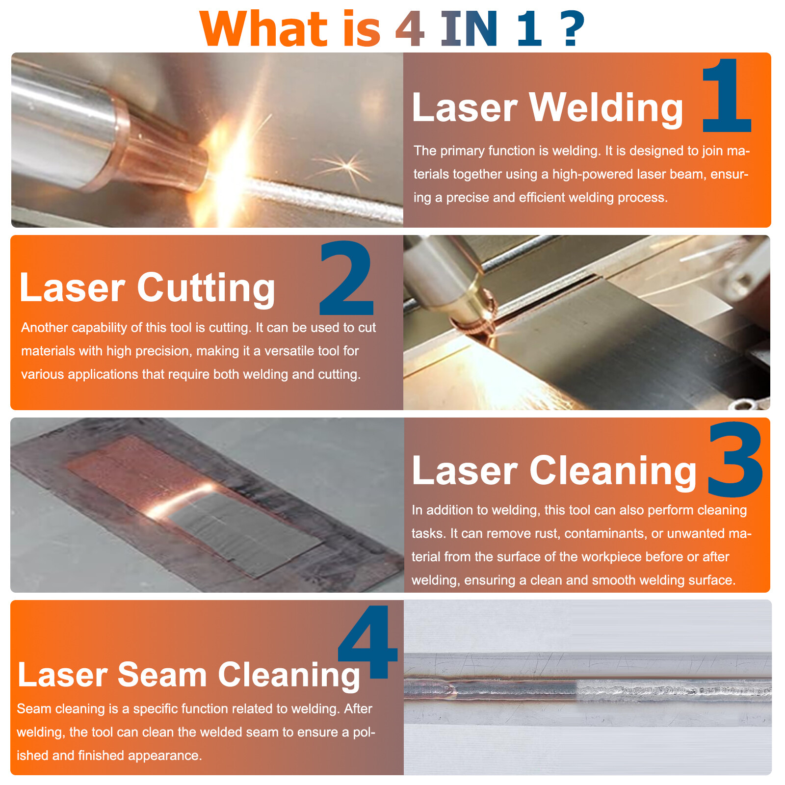 2000W 4in1 Laser Welding Cleaning Cutting Machine For Metal Rust Paint Romoval
